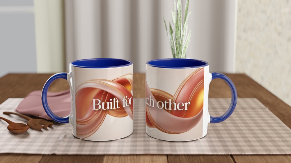Anniversary Mug | Built For Each Other Romantic Gift | Couples Valentines Present | Abstract Interlocking Shapes Mug — view 4