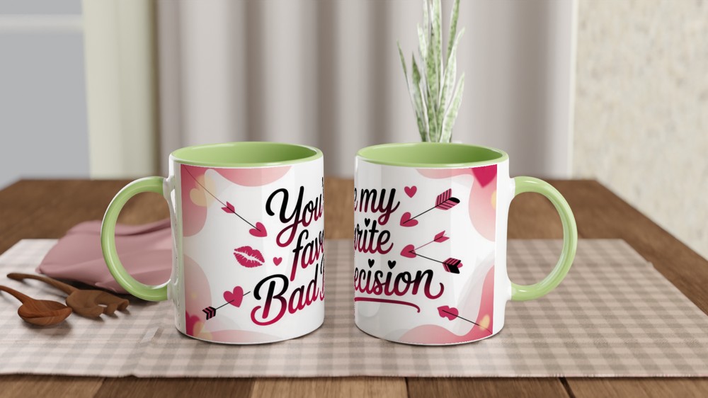 Funny Valentine Mug | You're My Favourite Bad Decision | Flirty Anniversary Gift for Boyfriend or Girlfriend | Rude Couple Coffee Cup — view 5