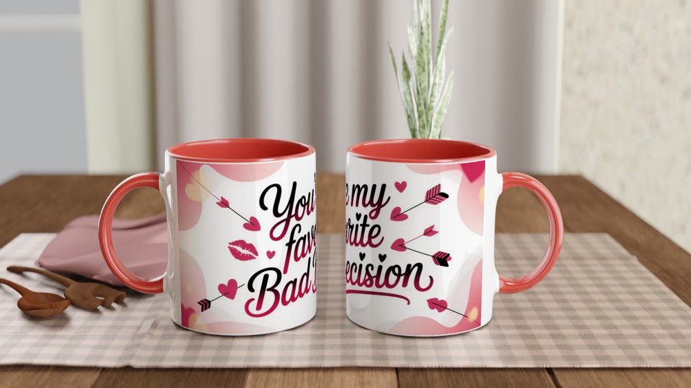 Funny Valentine Mug | You're My Favourite Bad Decision | Flirty Anniversary Gift for Boyfriend or Girlfriend | Rude Couple Coffee Cup — view 7
