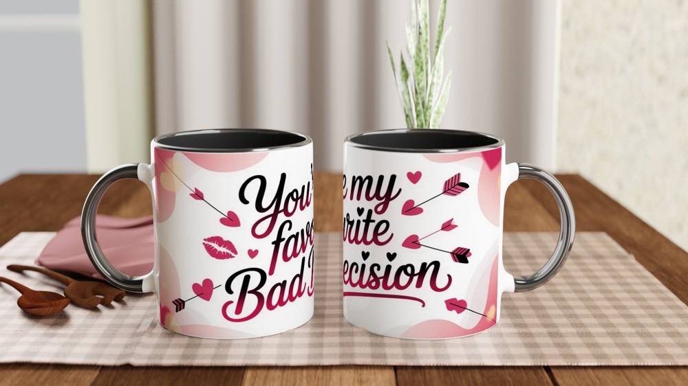 Funny Valentine Mug | You're My Favourite Bad Decision | Flirty Anniversary Gift for Boyfriend or Girlfriend | Rude Couple Coffee Cup — view 9