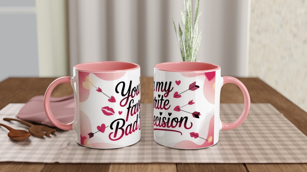 Funny Valentine Mug | You're My Favourite Bad Decision | Flirty Anniversary Gift for Boyfriend or Girlfriend | Rude Couple Coffee Cup — view 6