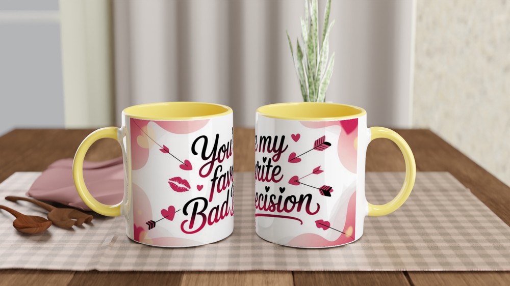 Funny Valentine Mug | You're My Favourite Bad Decision | Flirty Anniversary Gift for Boyfriend or Girlfriend | Rude Couple Coffee Cup — view 8