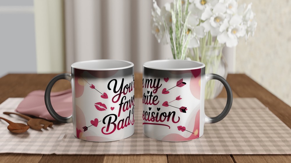 Funny Valentine Mug | You're My Favourite Bad Decision | Flirty Anniversary Gift for Boyfriend or Girlfriend | Rude Couple Coffee Cup — view 3