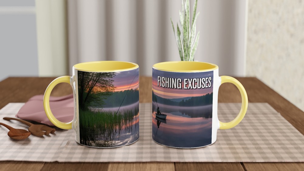 Fishing Excuses Mug | Lakeside Dawn Scene | Funny Fishing Gift for Him | Father's Day Dad Present — view 8