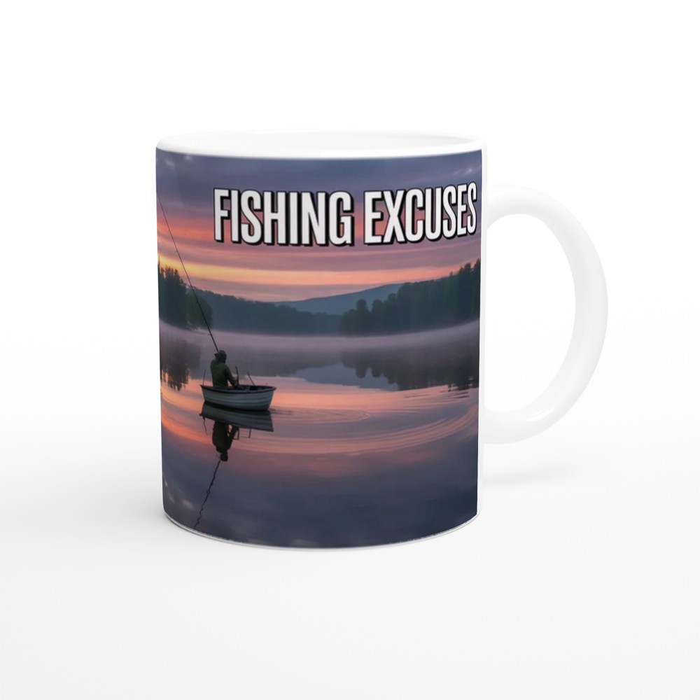 Fishing Excuses Mug | Lakeside Dawn Scene | Funny Fishing Gift for Him | Father's Day Dad Present — view 12