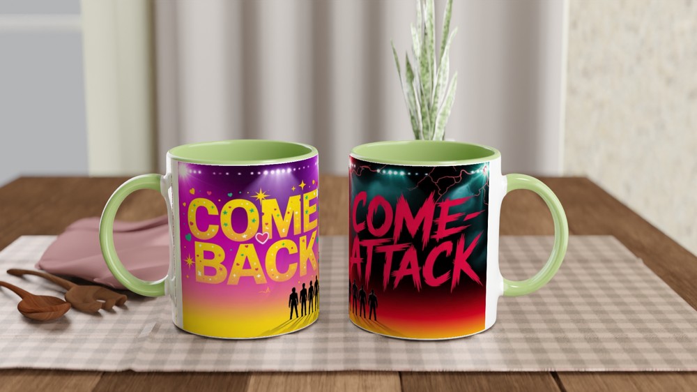 Comeback Come-Attack Boy Band Silhouette Split Design Mug — view 5