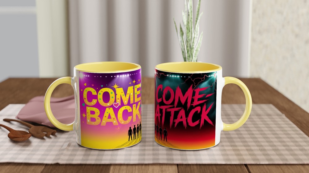 Comeback Come-Attack Boy Band Silhouette Split Design Mug — view 8