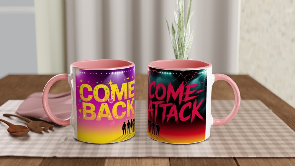 Comeback Come-Attack Boy Band Silhouette Split Design Mug — view 6