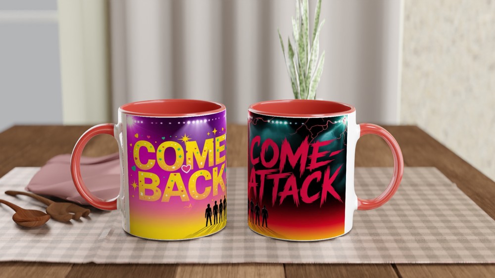 Comeback Come-Attack Boy Band Silhouette Split Design Mug — view 7