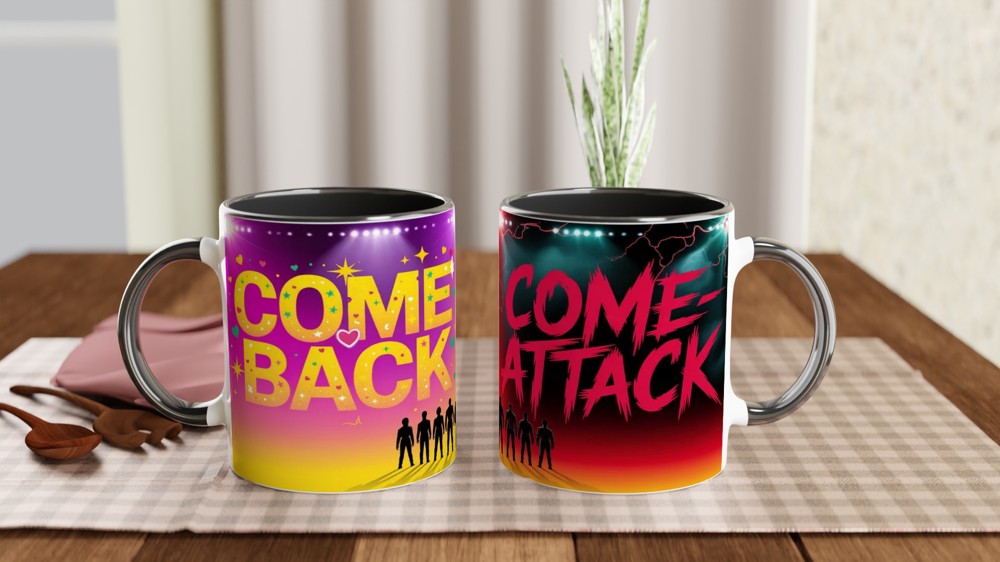 Comeback Come-Attack Boy Band Silhouette Split Design Mug — view 9