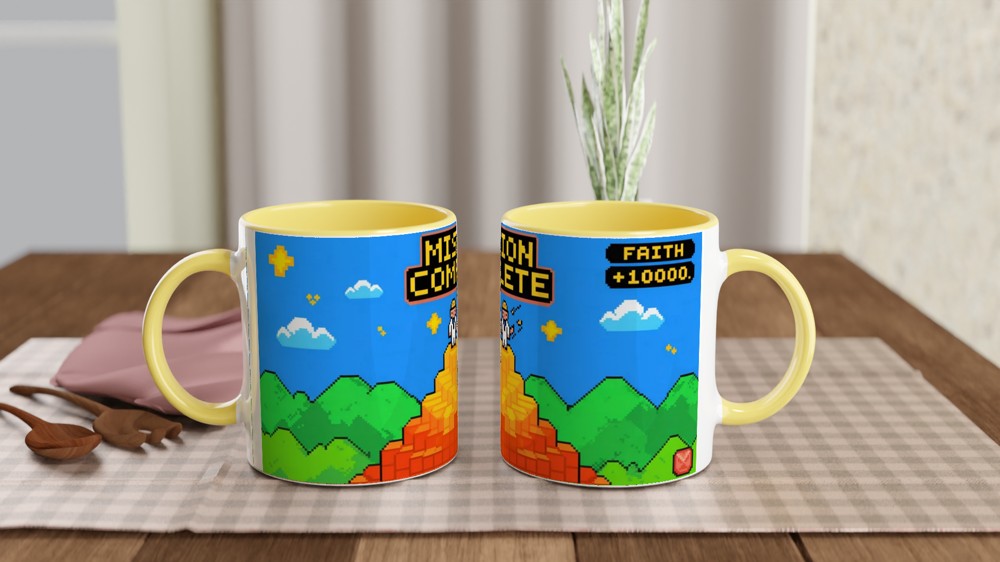 Book of Mormon Mug | Mission Complete Faith +1000 | Funny Gamer Gift for Him | Retro 8-Bit Pixel Art Present — view 8