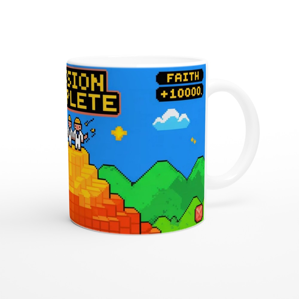 Book of Mormon Mug | Mission Complete Faith +1000 | Funny Gamer Gift for Him | Retro 8-Bit Pixel Art Present — view 12