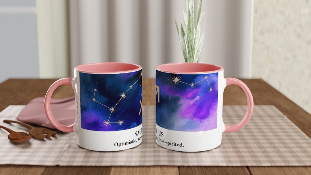 Sagittarius Mug | Zodiac Astrology Gift | Watercolour Constellation Mug | Star Sign Birthday Present for Her or Him — view 6