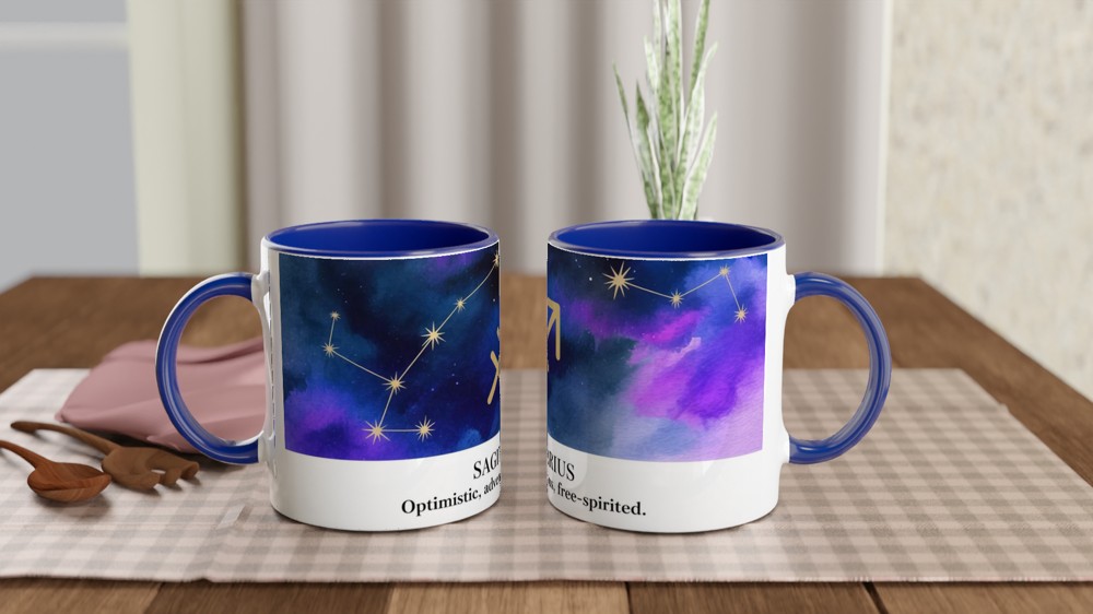 Sagittarius Mug | Zodiac Astrology Gift | Watercolour Constellation Mug | Star Sign Birthday Present for Her or Him — view 4