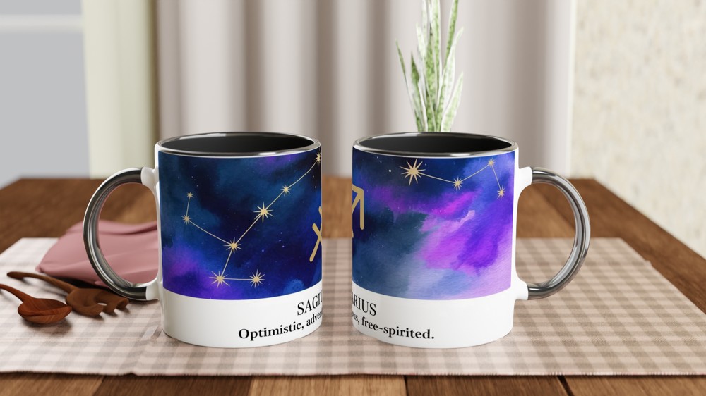 Sagittarius Mug | Zodiac Astrology Gift | Watercolour Constellation Mug | Star Sign Birthday Present for Her or Him — view 9
