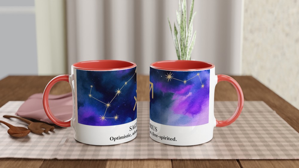 Sagittarius Mug | Zodiac Astrology Gift | Watercolour Constellation Mug | Star Sign Birthday Present for Her or Him — view 7
