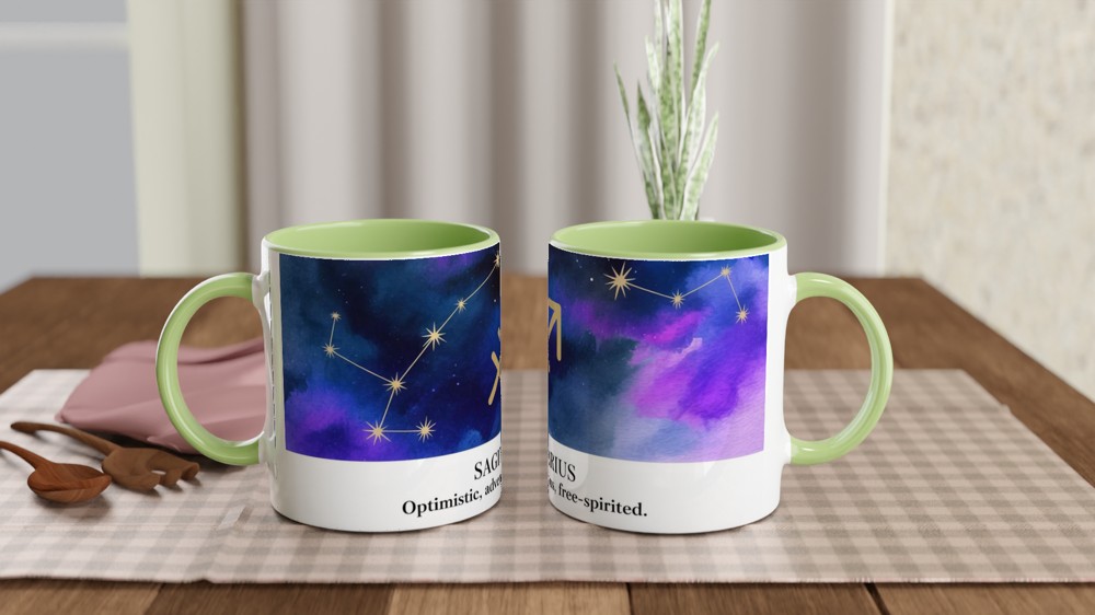 Sagittarius Mug | Zodiac Astrology Gift | Watercolour Constellation Mug | Star Sign Birthday Present for Her or Him — view 5