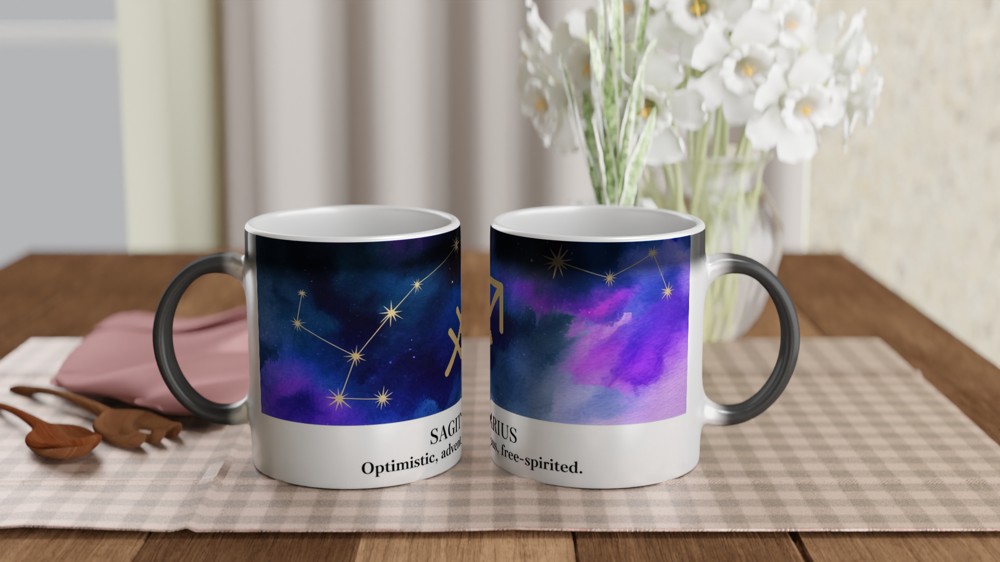 Sagittarius Mug | Zodiac Astrology Gift | Watercolour Constellation Mug | Star Sign Birthday Present for Her or Him — view 3