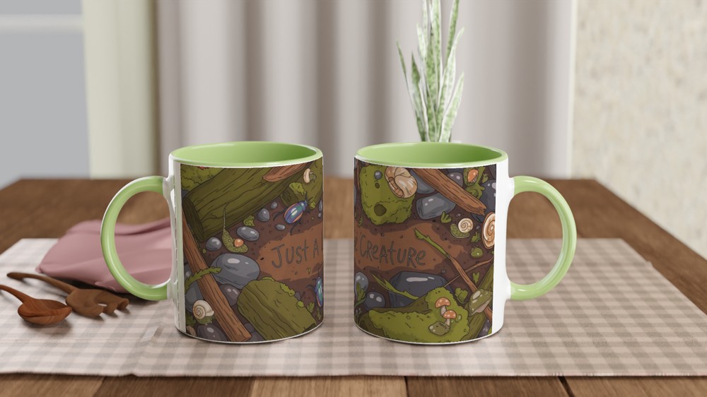 Goblincore Mug | Just A Little Creature Frog Design | Cottagecore Botanical Gift | Cosy Forest Snail Present — view 5
