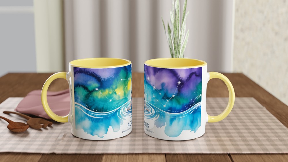Aquarius Zodiac Mug | Watercolour Water Bearer Constellation Gift | Birthday Present for Her or Him | Astrology Mug — view 8