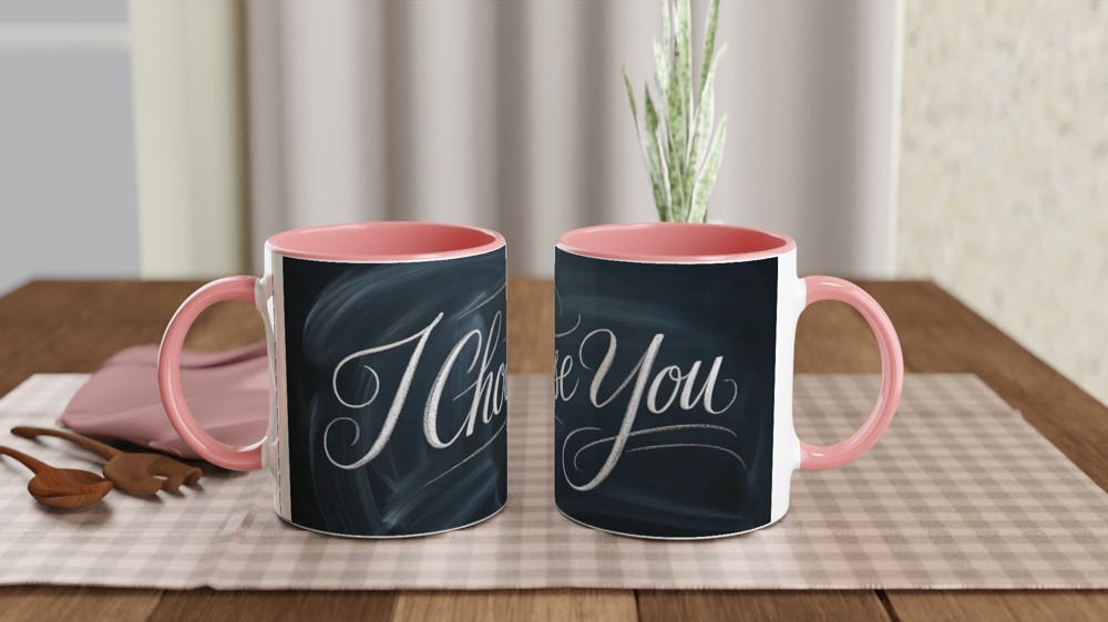 I Choose You Mug | Romantic Anniversary Gift | Valentine's Day Present for Husband or Wife | Chalkboard Style Couple Mug — view 6
