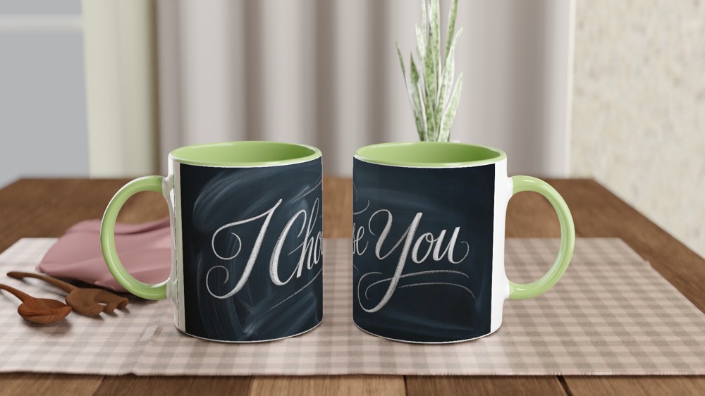 I Choose You Mug | Romantic Anniversary Gift | Valentine's Day Present for Husband or Wife | Chalkboard Style Couple Mug — view 5