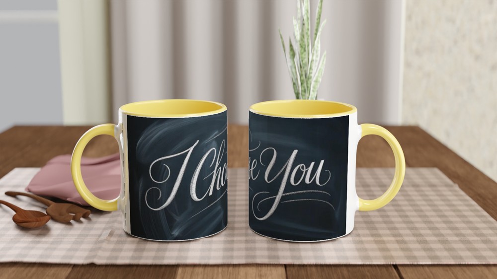 I Choose You Mug | Romantic Anniversary Gift | Valentine's Day Present for Husband or Wife | Chalkboard Style Couple Mug — view 8