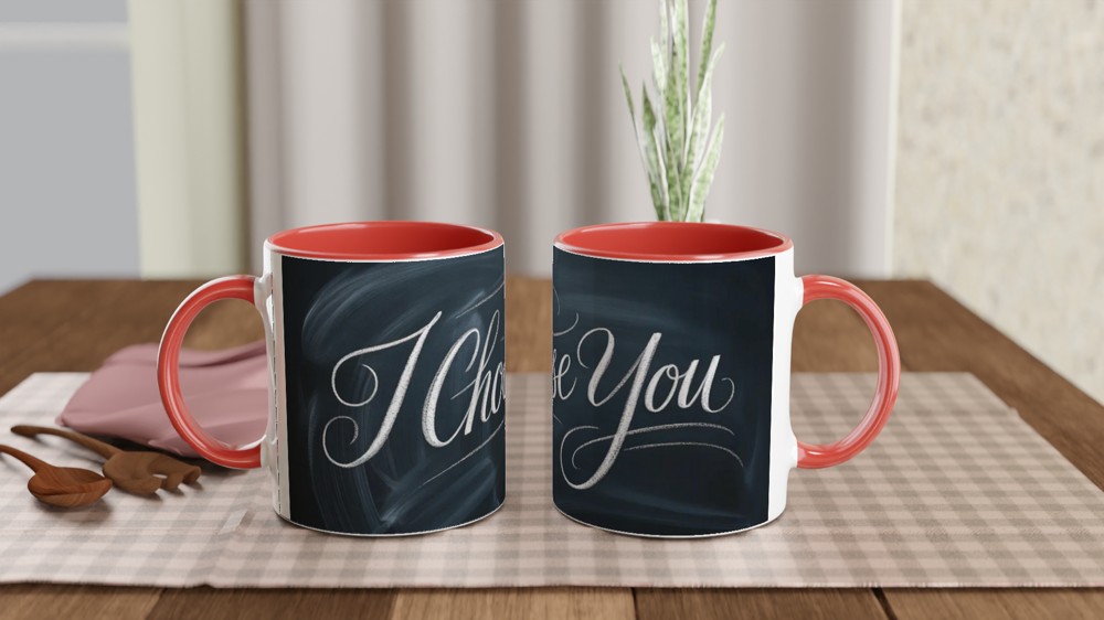 I Choose You Mug | Romantic Anniversary Gift | Valentine's Day Present for Husband or Wife | Chalkboard Style Couple Mug — view 7