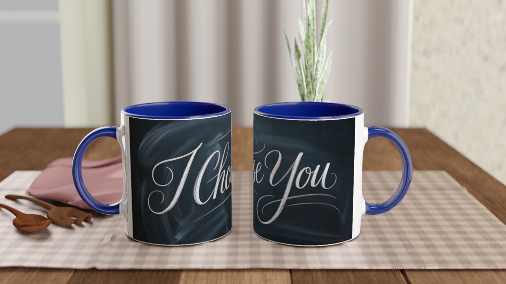 I Choose You Mug | Romantic Anniversary Gift | Valentine's Day Present for Husband or Wife | Chalkboard Style Couple Mug — view 4