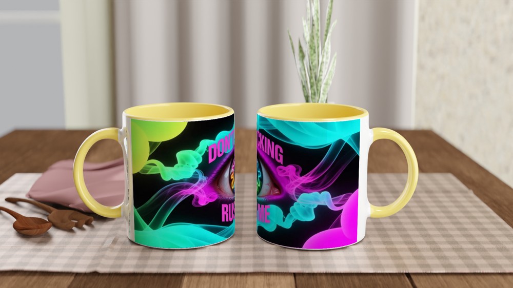 Don't F*cking Rush Me - Neon Psychedelic Eye Mug — view 8