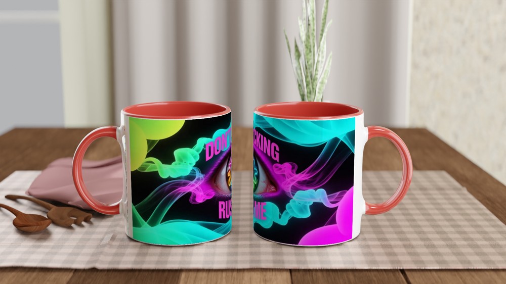 Don't F*cking Rush Me - Neon Psychedelic Eye Mug — view 7