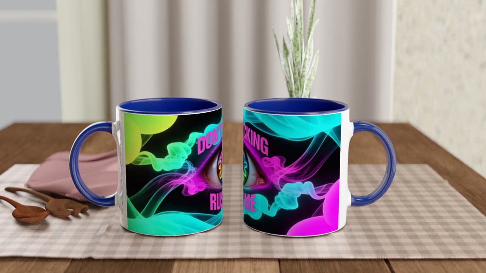 Don't F*cking Rush Me - Neon Psychedelic Eye Mug — view 4