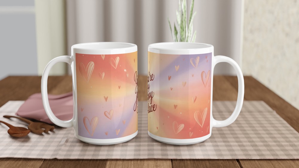 You're My Happy Place Mug | Romantic Valentine's Day Gift | Anniversary Present for Husband or Wife | Cute Positivity Mug for Best Friend — view 2