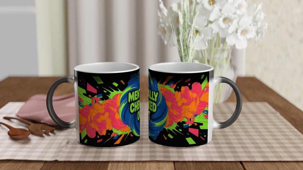 Mentally Checked Out - Neon Graffiti Explosion Mug — view 3