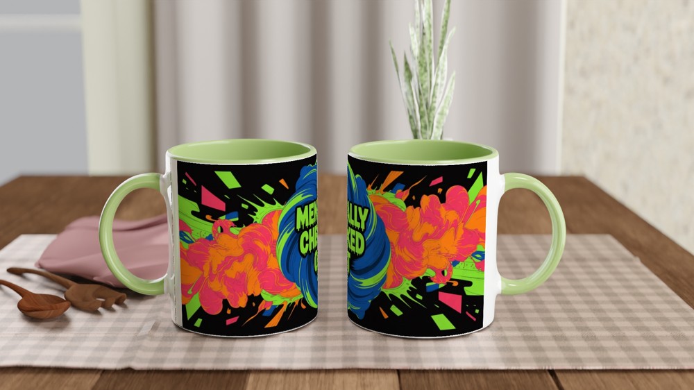 Mentally Checked Out - Neon Graffiti Explosion Mug — view 5