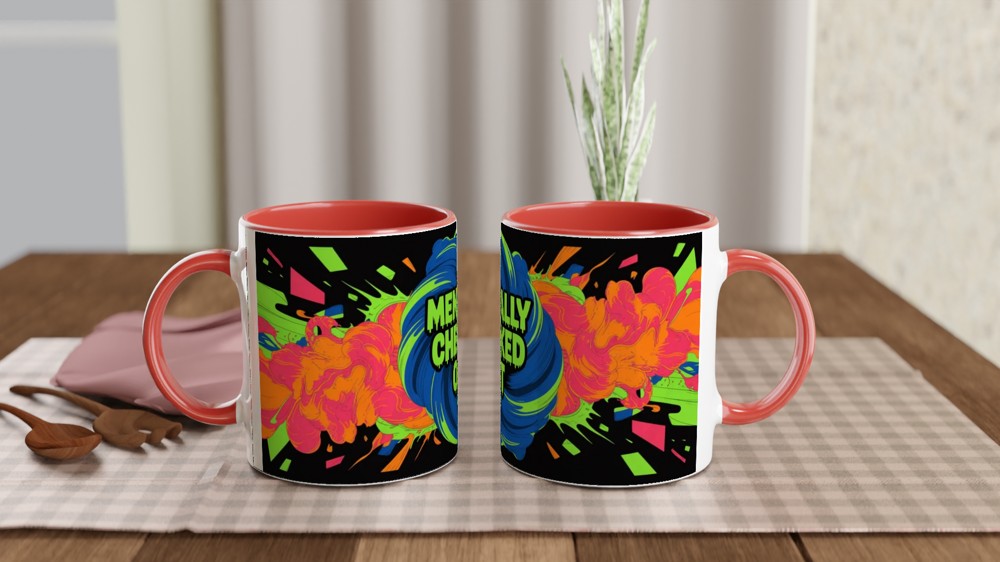 Mentally Checked Out - Neon Graffiti Explosion Mug — view 7