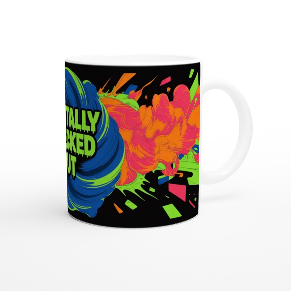 Mentally Checked Out - Neon Graffiti Explosion Mug — view 12