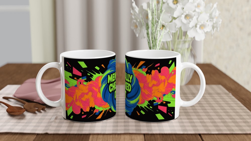 Mentally Checked Out - Neon Graffiti Explosion Mug