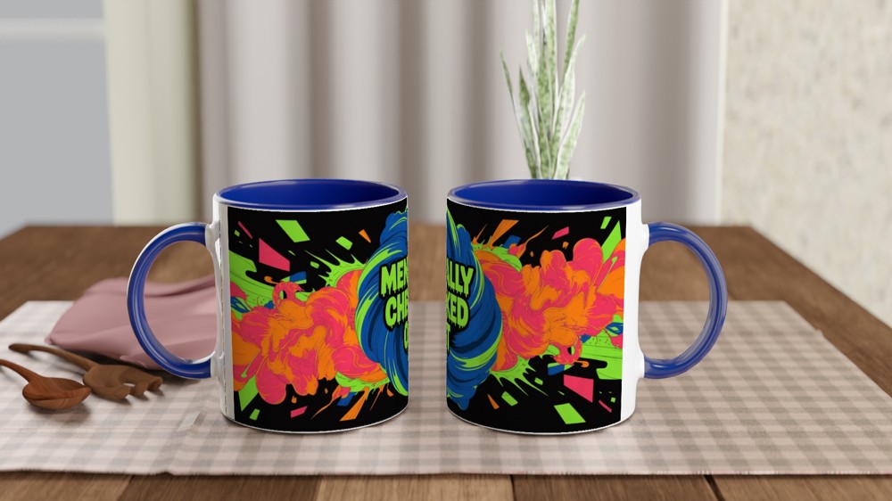Mentally Checked Out - Neon Graffiti Explosion Mug — view 4
