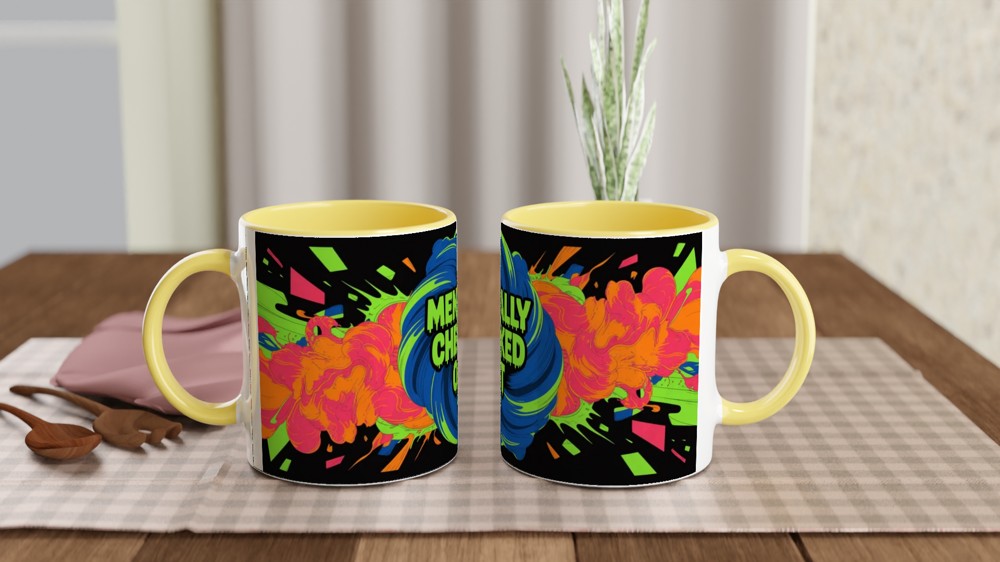 Mentally Checked Out - Neon Graffiti Explosion Mug — view 8