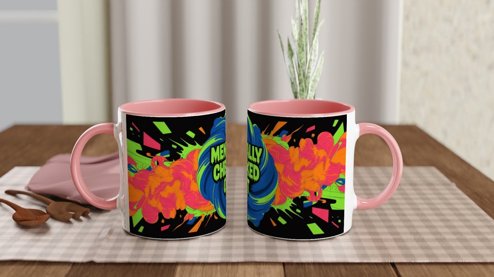 Mentally Checked Out - Neon Graffiti Explosion Mug — view 6