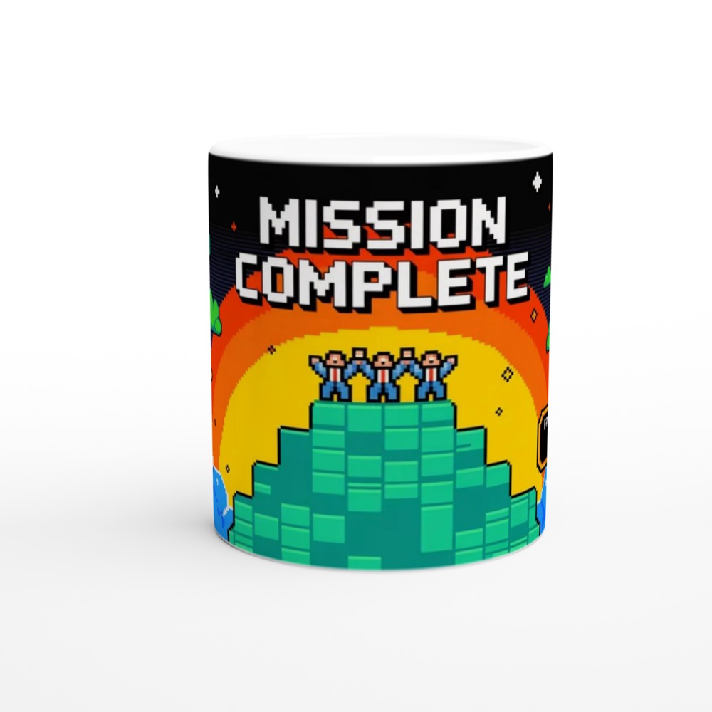 Mission Complete Faith +1000 Retro Pixel Art Christian Mug — view 11