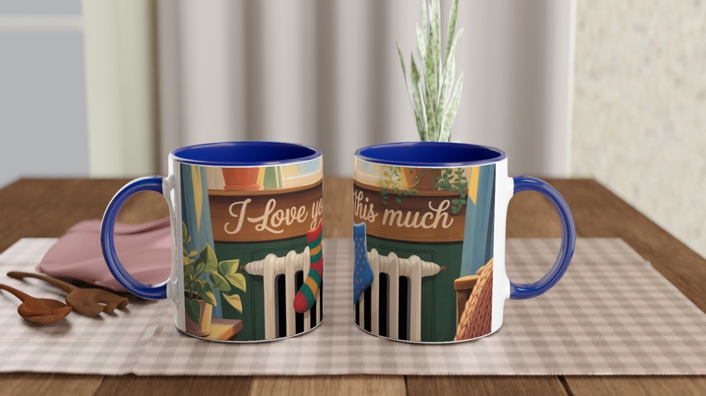 I Love You This Much Mug | Romantic Valentine's Gift | Cosy Anniversary Present for Couples | Cute Hand-Drawn Tea Cup — view 4