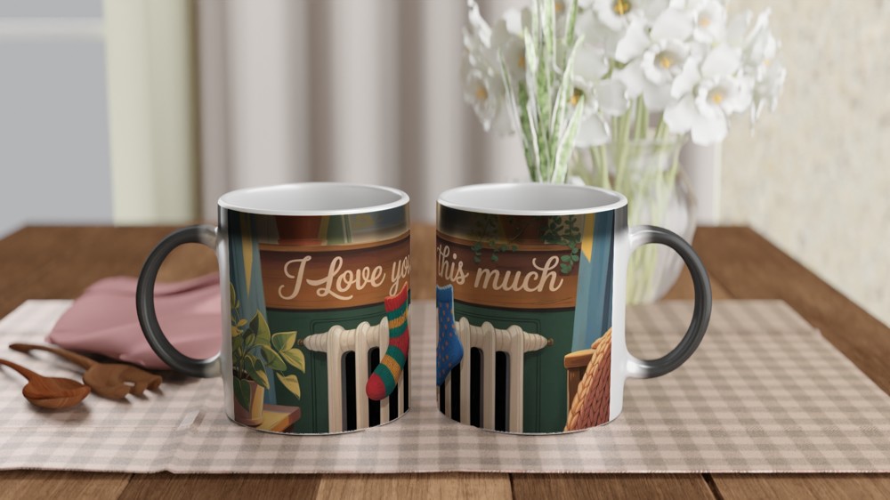 I Love You This Much Mug | Romantic Valentine's Gift | Cosy Anniversary Present for Couples | Cute Hand-Drawn Tea Cup — view 3