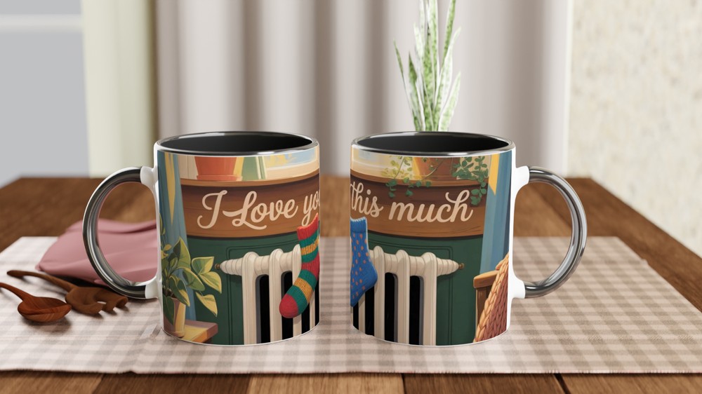 I Love You This Much Mug | Romantic Valentine's Gift | Cosy Anniversary Present for Couples | Cute Hand-Drawn Tea Cup — view 9