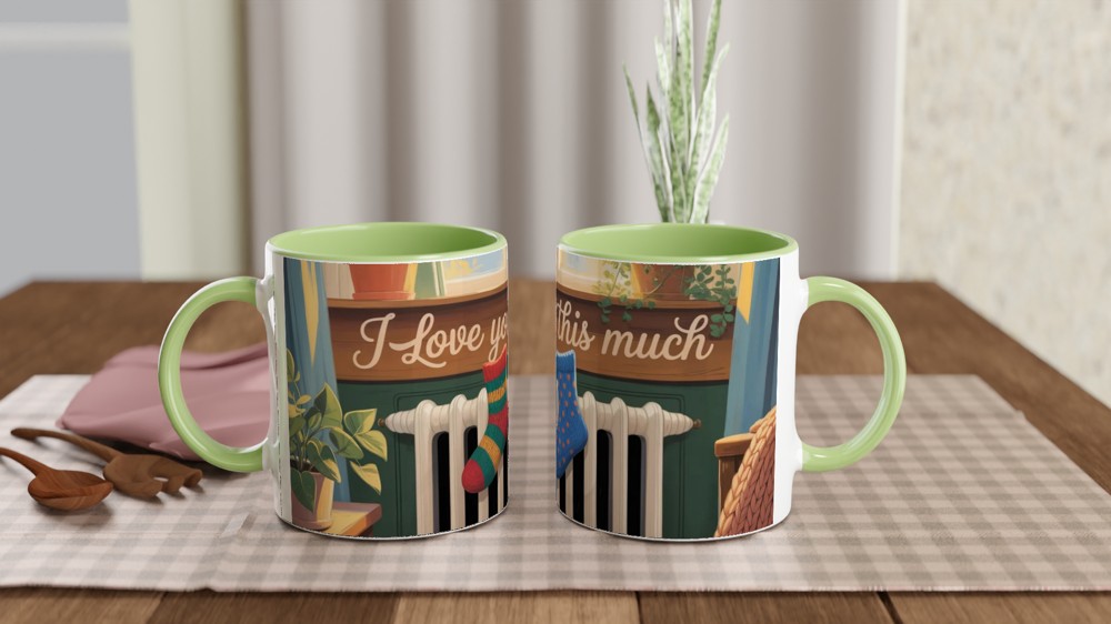 I Love You This Much Mug | Romantic Valentine's Gift | Cosy Anniversary Present for Couples | Cute Hand-Drawn Tea Cup — view 5