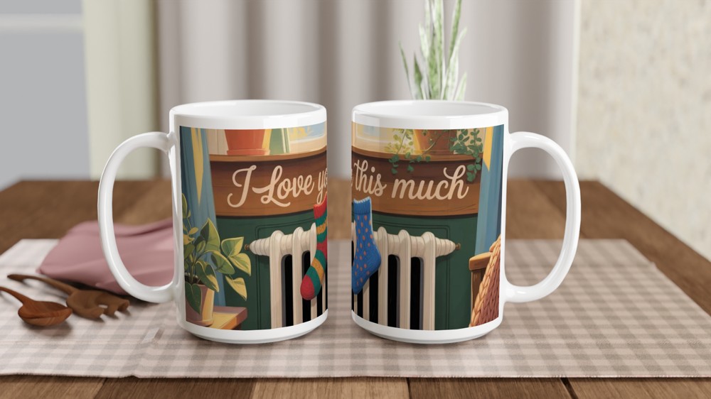 I Love You This Much Mug | Romantic Valentine's Gift | Cosy Anniversary Present for Couples | Cute Hand-Drawn Tea Cup — view 2