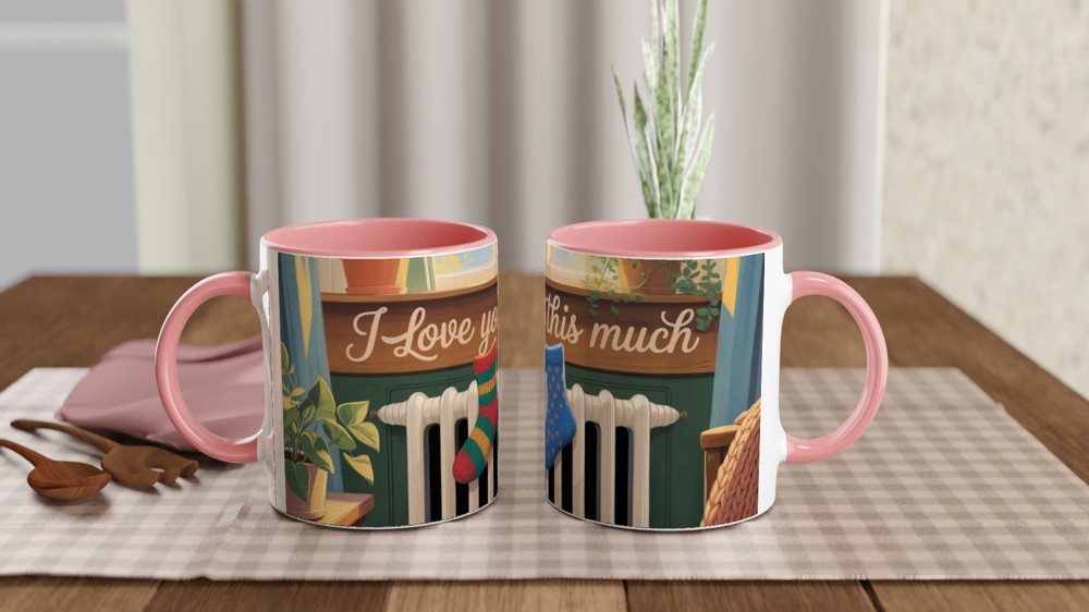I Love You This Much Mug | Romantic Valentine's Gift | Cosy Anniversary Present for Couples | Cute Hand-Drawn Tea Cup — view 6