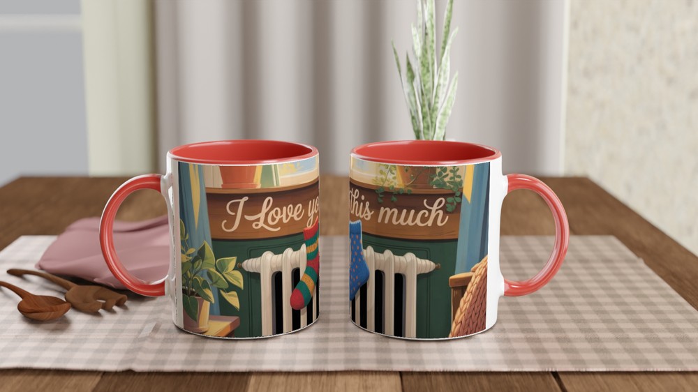 I Love You This Much Mug | Romantic Valentine's Gift | Cosy Anniversary Present for Couples | Cute Hand-Drawn Tea Cup — view 7