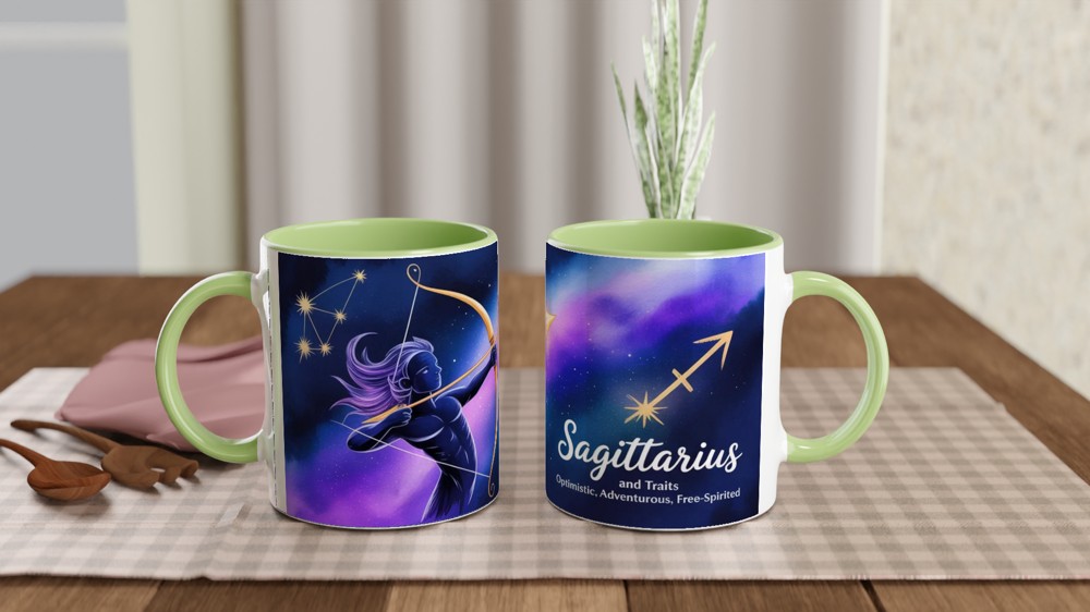 Sagittarius Mug | Zodiac Star Sign Gift | Watercolour Archer Constellation Mug | Astrology Birthday Present for Her or Him — view 5